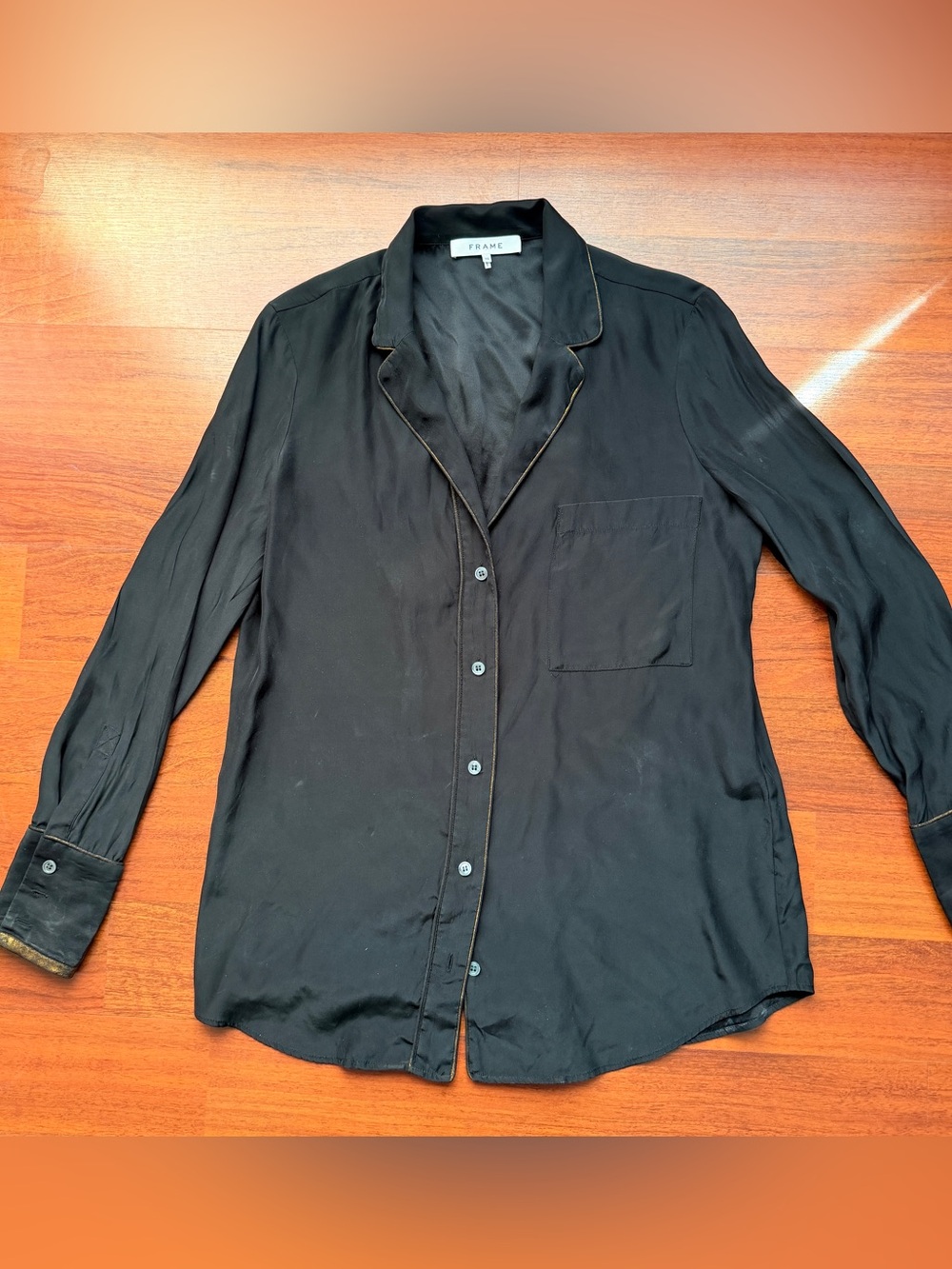 FRAME Noir 100% Silk Black Blouse  Women’s Size XS | Mint Condition!